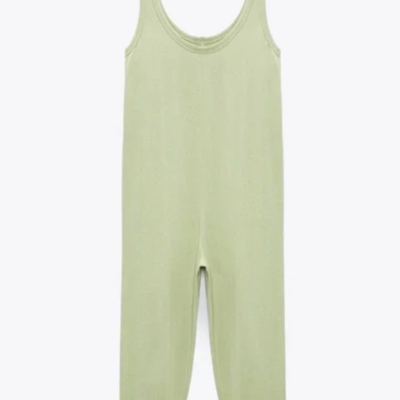 Zara Relaxed Fit Jumpsuit Pale Green Size Small - Picture 3 of 6